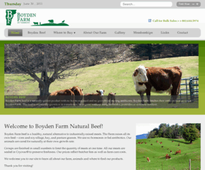 boydenbeef.com: Boyden Farm Natural Beef
Naturally-grown beef from Boyden Farm in the Green Mountains of Vermont.