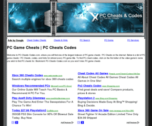 pc-cheats-codes.com: PC Game Cheats Codes | PC Cheats Codes.
PC cheats and codes | Find PC game cheats and codes in our PC cheats video game index.