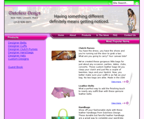 dutchessdesign.com: Designer Leather Handbags, Designer Leather Clutches, Designer Leather Belts
Custom designed leather handbags and clutches.