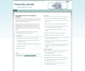 personalitydisorder.org.uk: Home - Personality disorder programme
The national personality disorder programme supports improvements in the treatment of personality disorder across the health and social care workforce.