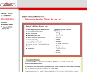 gazelleoil.ca: Gazelles Group of Companies - Gazelle Oil - Oilfield Pipline Solutions
Gazelle Oil works with various products to try to meet different operating conditions. We install 1 and 1½ inch Stainless Steel (other alloys are available), Flexsteel, Flexpipe and High Density Polyethylene