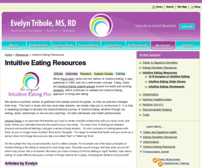 intuitive-eating.com: Evelyn Tribole - Intuitive Eating Resources
Resources for Intuitive Eating including: articles, audio, interviews, links, studies, support groups, and training.