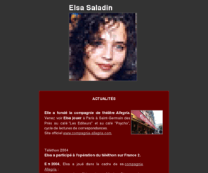 aboutelsa.com: Elsa Saladin, actus : C com-c@, Série-TV , France 2 - compagnie de théâtre Allegria  - Cinéma : Le cadeau d'Elena de Frédéric Graziani, - Comédienne : Brune, pétillante, yeux bleus méditerranée, 20-25 ans - aboutelsa.com
