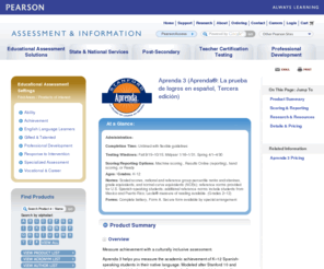 aprenda3.com: Product - Aprenda®: La prueba de logros en español, Tercera edición (Aprenda 3)
Aprenda 3 measures the academic achievement of K-12 Spanish-speaking students in their native language. Modeled after its companion English-language test, the Stanford Achievement Test Series, Tenth Edition (Stanford 10), and developed with Latino educators, Aprenda 3 is the highest quality, most culturally inclusive Spanish-language test of academic standards.