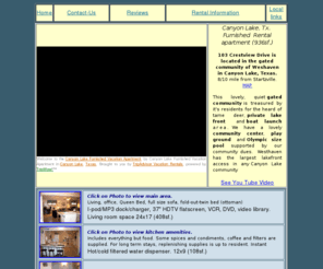 114crestview.com: Canyon Lake, Texas Vacation Rental or Apartment for Short-term Rental .
Furnished vacation rental on Canyon Lake, Texas. Furnished efficency for short term rental or interim housing.