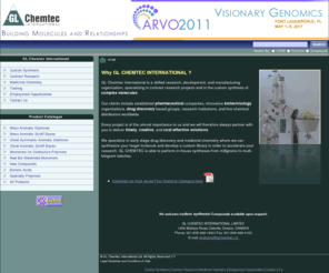 glchemtec.net: Custom synthesis contract research chemistry services
Custom synthesis and fine chemicals - GL Chemtec International is a skilled research, development 
		                          and manufacturing organization, specializing in contract research projects and in the custom synthesis  
								  of complex molecules.