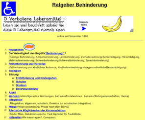 behinderung.org: Ratgeber Behinderung-Inhaltsverzeichnis
Ratgeber Behinderung (German)