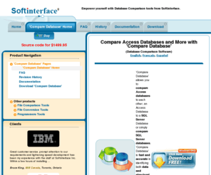 compare-database.com: Compare Database, Database Comparison Software Tools, Free to Try! 
Compare Access and Compare SQL
Compare Databases Using ' Compare Db' a visual database compare utility that creates a detailed data diff report  .  A Metadata report comparison can optionally be done.  Compare Access to Access, or Compare Access to Sql Server, or Compare Sql Server to Sql Server