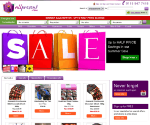 allpresent.com: Experience gifts, personalised drinks, birthday cakes, flower gifts & hampers by Allpresent.com
Personalised gifts, experience days, personalised birthday cakes, fresh flower gifts, hampers, chocolates & beauty presents - fast UK / worldwide delivery.