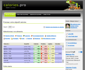 menuequilibre.com: Calories.pro - Équilibrez vos menus !
Préparez en ligne des menus équilibrés et adaptés à vos objectifs calories. Estimez vos besoins en calories par jour et par repas en fonction de votre morphologie et de votre activité physique.