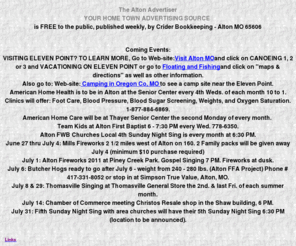 altonadvertiser.com: Coming Events and Hometown Advertising in Alton MO
alton advertiser FREE to the public, weekly - with circulation of 975.