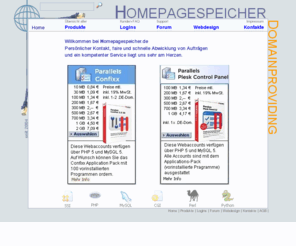 homepagespeicher.de: Webhosting Domains und Homepagespeicher für hohe Ansprüche
Webspace für hohe Ansprüche, Hosting, Webhosting 