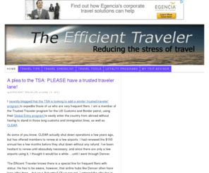 theefficienttraveler.com: The Efficient Traveler
Travel tips for frequent fliers and non-frequent fliers to reduce the stress and anxiety of traveling. Learn how to make airline flights and hotel stays more efficient.