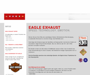 eagle-exhaust.de: Eagle Exhaust - Sportauspuffanlagen und Dämpfer
Eagle Exhaust hat die Dämpfer, Slip-ons, Bolt-ons oder 4in1, die Ihr Bike technisch und optisch aufwerten.