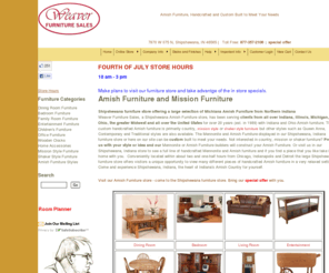 shipshewana-furniture.net: Amish Furniture | Custom Amish Furniture | Indiana Amish Furniture Store | Weaver Furniture Sales
Visit our Indiana Amish Furniture store specializing in custom Amish Furniture and Mission Furniture to see a large display of furniture.  Conveniently located within a little over two and one-half hours from Chicago, Indianapolis and Detroit the large Shipshewana furniture store offers visitors a unique opportunity to view a large showroom of Amish furniture in a very relaxed setting.