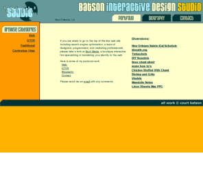 cbdesignstudio.com: c b d e s i g n s t u d i o
Design Studio, specializing in interactive work that takes advantage of keen design and robust technology to put together a web presence fitting each client's needs. We use php and mySQL to obtain high-end functionality at a fraction of the cost of other scripting and database solutions. With over ten years interactive design experience to draw from, you can count on our ability to deliver the goods on time, with your satisfaction.