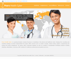 pearshealthcyber.info: Pears Health Cyber
Pears Health Cyber focuses on e-marketing in pharma and healthcare sector. The agency offers creative concepts, medical writing, graphics, programming and hosting and project management. Our solutions include eDetailing, eNewsletters, eLearning, eCME, websites for healthcare professionals and patients and more.