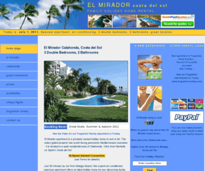 elmiradorspain.com: El Mirador Spain. Calahonda Costa Del Sol family holiday apartment, pool, seaviews
El Mirador Calahonda, Family apartment, large pool and panoramic seaviews. Up to 6 persons, 3 bedrooms. Stunning location.