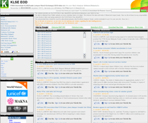 klseeod.com: KLSE EOD - FREE daily KLSE EOD and Historical data download
This site provide free daily Malaysia KLSE EOD download. Malaysia Kuala Lumpur Stock Exchange - End of Day Data free download. Historical data(Since year 2002) is also avaialble for Free download. All data is formated into Metastock import ready. 