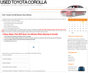 usedtoyotacorolla.com.au: New And USED TOYOTA COROLLA's For sale - Second Hand Corolla's Wholesale Prices To The Public
Looking For A New Or Used Toyota Corolla? We Can Get Discounts From Toyota Dealers And Wholesalers And Save You Thousands. Ex Demo Corollas and Runout Models On Sale.