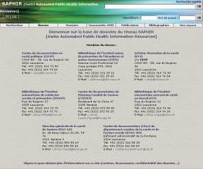 saphirdoc.ch: SAPHIR : base documentaire suisse en santé publique
swiss public health information ressources