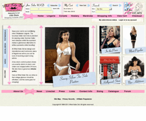 whatkatiedid.com: fully fashioned stockings, lingerie, girdles, corsets and bullet bras.
Faux vintage lingerie and stockings including fully fashioned stockings, bullet bras, girdles, and corsets
