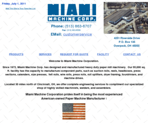 miamimachine.com: 513-863-6707   The most experienced US-owned complete paper machine manufacturer-Miami Machine Corp
