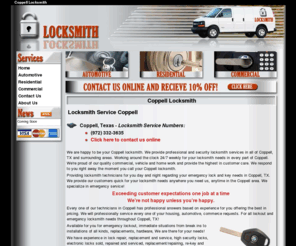locksmithscoppell.net: Coppell Locksmith – 24/7 Fast Locksmith Coppell, TX
24 Hour Emergency Locksmith Services in Coppell TX – Save 10% for finding us online – We service all automotive, residential, and commercial locks!  Call Now! (972) 332-3635