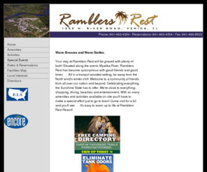 ramblersrestrv.com: lodging, camping, rving - Ramblers Rest RV Resort
 Your stay at Ramblers Rest will be graced with plenty of both! Situated along the scenic Myakka River, Ramblers Rest has become synonymous with good friends and good times . . ..
 