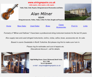 stringrepairs.co.uk: Violin repairs and viola, cello. String Instrument sales.
Violin repairs and all string instrument repairs by repairer, restorer. String instruments for sale, violins, violas, cellos, wanted.