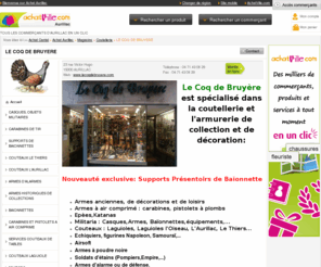 lecoqdebruyere.com: ARMURERIE, COUTELLERIE, MILITARIA - Achat Aurillac
LE COQ DE BRUYERE : Le Coq de Bruyère vous propose ses couteaux, ses épèes, ses armes de collections, ses idèes cadeaux chasse, ses soldats ...