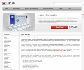 top.md: Drugs | Online Drugs | Canadian DrugStore | Online Pharmacy
Top.md Canadian Online Pharmacy offers wide selection of safe drugs for physical and emotional health. Our DrugStore is a reliable online medication provider for prescription drugs at low prices. FDA approved drugs, best prices, free worldwide shipping!