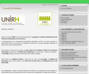 unirh.com: UNIRH
Union pour l'Insertion et la Réinsertion professionnelle des personnes Handicapées.