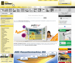 abcmarkisen.net: IHR MARKISEN-SHOP AM 07.04.2011 | Rollladen | Markisen | Verschattungen | Sonnenschutz | Plissee | Vordächer | Terrassenüberdachung | und mehr...
abc-markisen.de - Onlineshop für Sonnenschutzsysteme und mehr rund um Haus und Garten. Dies ist ein Online-Service von Sonnenschutzsysteme Leipzig Inh. Hr. Stephan-Dieter Werner. Sie finden hier Verschattungen aller Art Markisen, Rolladen, Jalousien, Plissee, Vertikallamellen, Rollos, Insektenschutz, Wintergärten, Gardinen, Zubehör...