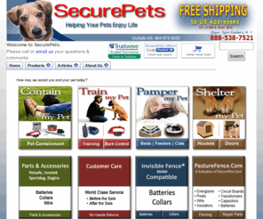 securepets.net: Pet Containment Fence Systems, Bark Control, Obedience Training Collars, Pet Comfort Products
SecurePets Pet Products: PetSafe, Innotek, Dogtra, SportDog and Staywell containment systems, dog doors, and obedience trainers. Money back guarantee and free shipping on all orders.