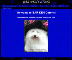 coton.net: Bar-Ken Cotons - Coton de Tulear
Beautiful Coton de Tulear Dogs and Puppies -