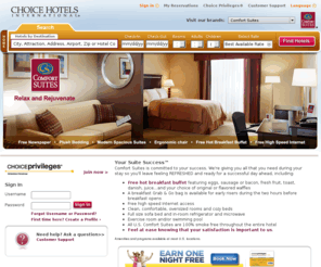 comfortsuites.com: Business Hotels | Comfort Suites Hotels | Business Travel Hotel
Make your next business trip stress free by staying at one of the many Comfort Suites hotels worldwide. Comfort Suites offers business travelers a free hot breakfast, free high speed internet, and oversized rooms which have a separate area for work. 