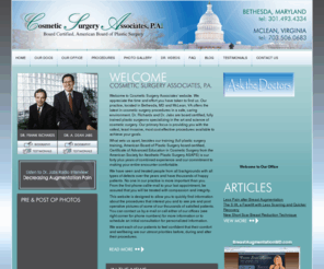 cosmeticplastics.com: Cosmetic Surgery Associates Virginia and Maryland - Plastic Surgeons Dr. Richards and Dr. Jabs
Virginia and Maryland cosmetic surgery associates perform plastic surgery procedures such as breast augmentation, eyelid surgery, facelift procedures, liposuction and rhinoplasty in Maryland and Virginia.