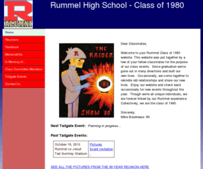 rummel.org: Rummel Alumni Class of 1980 Homepage
Welcome to Archbishop Rummel High School Alumni Class of 1980 reunion website.  Reunion event dates, details, memorabilia, and even our yearbook pictures.