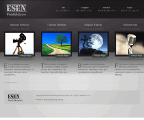 esenproduksiyon.com: Ana Sayfa >  Esen Prodüksiyon Film Yapım Tic. Ltd. Şti.
Esen Prodüksiyon Film Yapım Tic. Ltd. Şti.