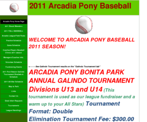 arcadiapony.com: Arcadia Pony Baseball
Arcadia Pony and the Galindo league youth baseball, 2010, Home Run Derby, tournament