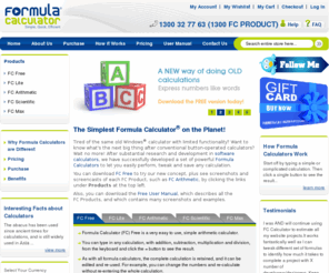 formula-calculators.com: Formula Calculator : Software Calculator, Scientific Calculator, Trigonometry Calculator,
FormulaCalculator: Simplest Formula Calculator on the Planet. Software calculator that can perform a calculation in two steps- Enter the calculation by typing it in from the keyboard & press a single button or key to see the final result. Search every information about Formula Calculator, trigonometry calculator, edit box calculator, Scientific calculator, Software calculator, formula calculation, Free calculator software here.