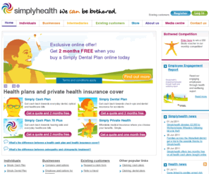 simply-healthaccess.net: Simplyhealth for Health Insurance, Dental Insurance, Health Plans
Simplyhealth offer value for money, no-nonsense health plans and medical insurance. Formerly HSA, BCWA, HealthSure, and LHF, see latest offers to buy online