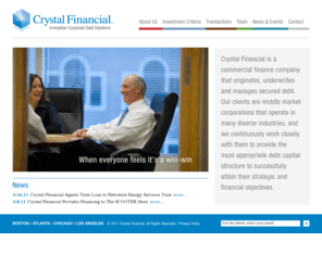 ccfinancellc.net: Crystal Financial | Innovative Debt Capital | Secured Term Loans | Commercial Finance
Crystal Financial is a commercial finance company that originates, underwrites and manages secured debt.