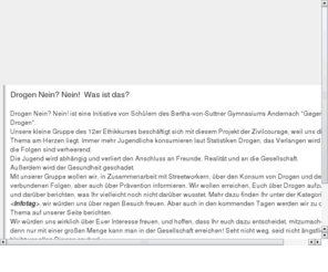 gegen-drogen.com: Drogen!!! NEIN? NEIN!
Homepage zur Kampagne gegen Drogenmissbrauch