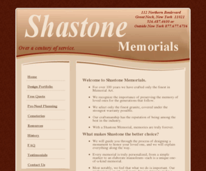 haskelmonuments.com: Shastone Memorials Homepage
Shastone Memorials--Custom quality monuments erected in all cemeteries in the New York tri-state area.