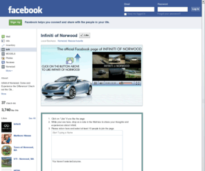 bostoninfinitidealer.net: Incompatible Browser | Facebook
 Facebook is a social utility that connects people with friends and others who work, study and live around them. People use Facebook to keep up with friends, upload an unlimited number of photos, post links and videos, and learn more about the people they meet.