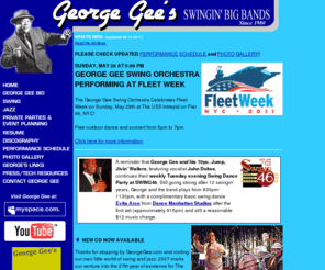 georgegee.com: Welcome to GeorgeGee.com
Official Website for George Gee's Swingin' Big Bands including the Make-Believe Ballroom Orchestra, Jump Jive and Wailers, Concert Jazz Orchestra and Jump Jivers.  The Swingin' Big Bands also present music for your weding or special event.  A customized presentation to suit your needs.  A site for musicians and educators as well.