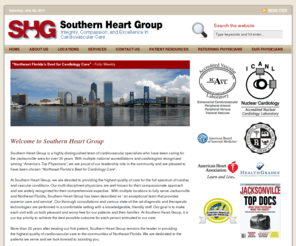 southernheartgroup.com: Southern Heart Group: Jacksonville, FL: Cardiology, Cardiovascular, Peripheral Vascular, Diagnosis, Evaluation, Management
Jacksonville, Florida, Cardiology - Southern Heart Group physicians are a distinguished mix of cardiovascular specialists including practitioners with more than two decades of experience as well as those with recent training from prestigious university programs. With 5 locations to fully serve the Jacksonville area, our multi-disciplined team provides expertise in the areas of preventive, non-invasive, and interventional cardiology as well as electrophysiology and peripheral vascular services. Our physicians are highly skilled in various state-of-the-art diagnostic and therapeutic technologies which we provide in a comfortable setting with knowledgeable, compassionate staff.