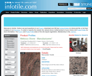 infotile.com.au: Infotile: Online Directory of Tile Stone Glass Manufactures, Decorators, Fixers, Retailers
Infotile is International online directory of tiles, stone, allied products manufactures, decorators, fixers, retailers. Get information on tile and stone resources, selection, installation and maintenance at Infotile.